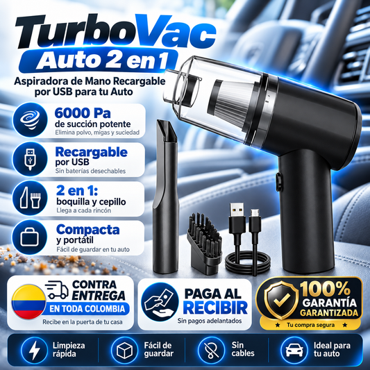 TurboVac 2 en 1 - Aspiradora de Mano Portátil